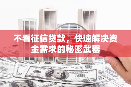 钦州不看征信贷款，快速解决资金需求的秘密武器